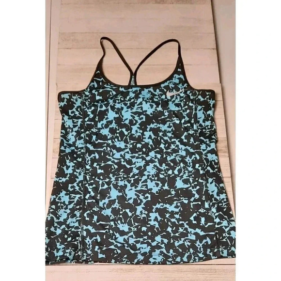 Nike Tops - Nike Dri-Fit Running Racerback Tank Top Womens Size XS Black Aqua Sportswear